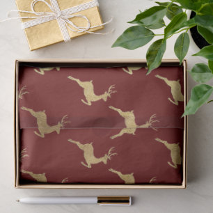 Chic Gold Foil Reindeer Christmas Tissue Paper