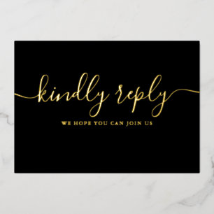 Chic Gold Foil Script Song Request RSVP Postcard