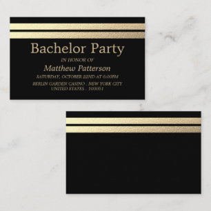 Chic Gold Foil Stripes Bachelor Party Invitation
