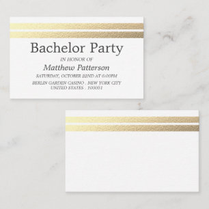 Chic Gold Foil Stripes Bachelor Party Invitation