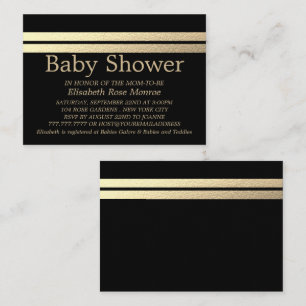 Chic Gold Foil Stripes, Black Baby Shower Invite