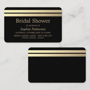 Chic Gold Foil Stripes Bridal Shower Ticket Invite