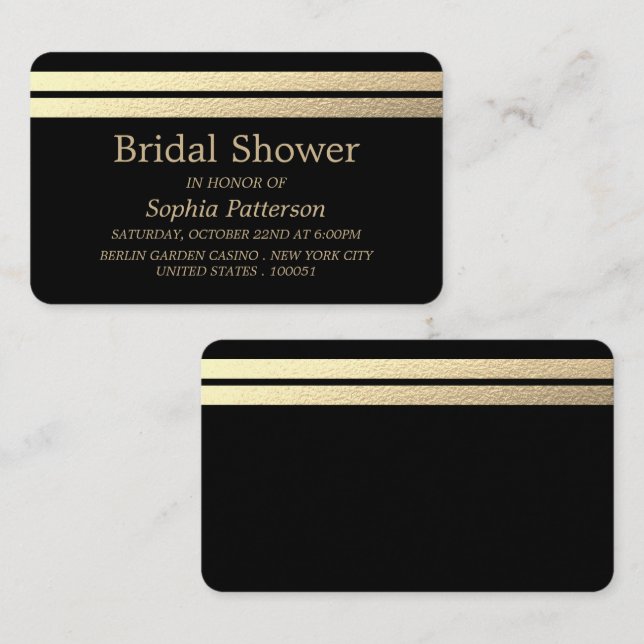 Chic Gold Foil Stripes Bridal Shower Ticket Invite (Front/Back)