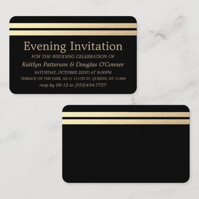 Chic Gold Foil Stripes Evening Event Ticket Invite (Front/Back)