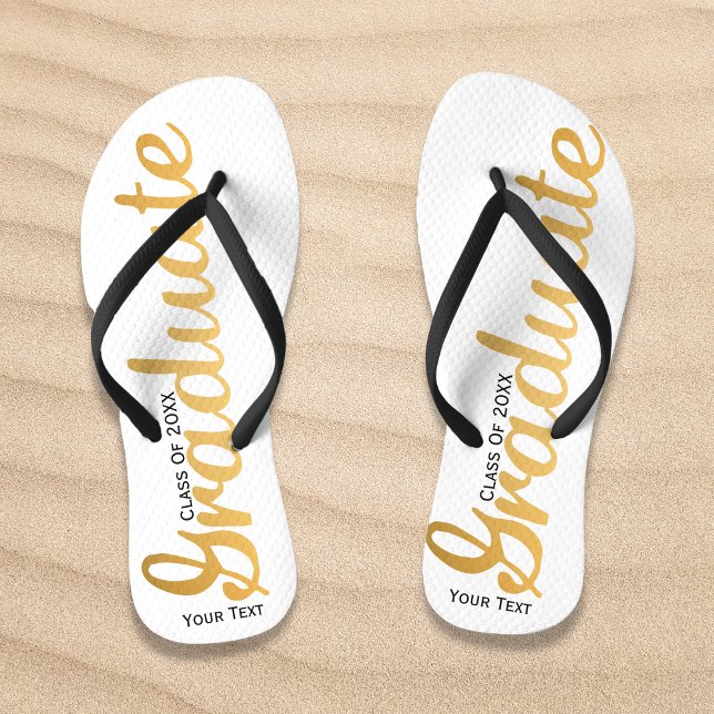 Chic Gold Foil Trendy Graduation Class of 2018 Thongs (Creator Uploaded)