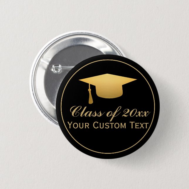 Chic Gold Foil Trendy Graduation Class of 20XX 6 Cm Round Badge (Front & Back)