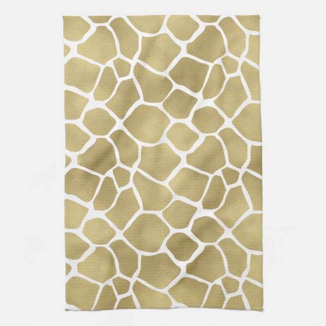 Chic Gold Giraffe Print Tea Towel (Vertical)