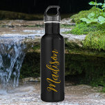 Chic Gold Girls Name Handwritten Script Custom 710 Ml Water Bottle<br><div class="desc">A chic personalised gold monogram stainless water bottle for a girl who loves simple,  handwritten gifts. Beautiful cursive script down the side of your bottle spelling out your name.</div>