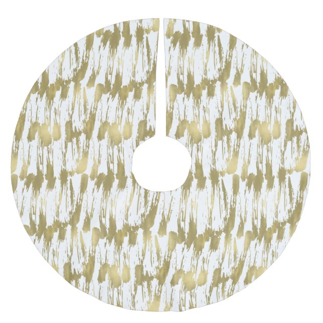 Chic Gold Glam Abstract Brushed Polyester Tree Skirt (Front)