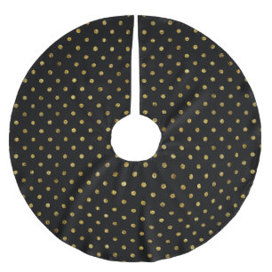 Chic Gold Glam and Black Dots Brushed Polyester Tree Skirt