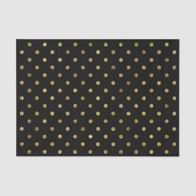 Chic Gold Glam and Black Polka Dots Tissue Paper (Front)