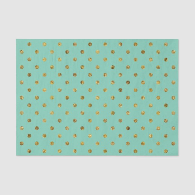 Chic Gold Glam and Mint Polka Dots Tissue Paper (Front)