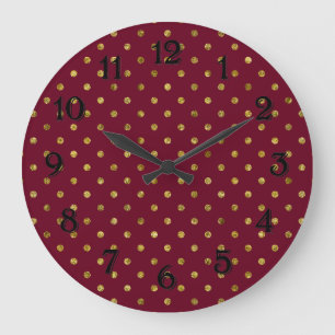 Chic Gold Glam and Pink Dots Large Clock