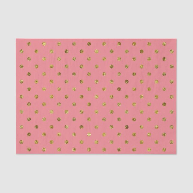 Chic Gold Glam and Pink Polka Dots Tissue Paper (Front)