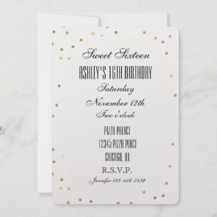 Chic Gold Glam Confetti Dots Sweet 16 Invitation