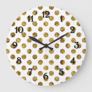 Chic Gold Glam Dots Large Clock