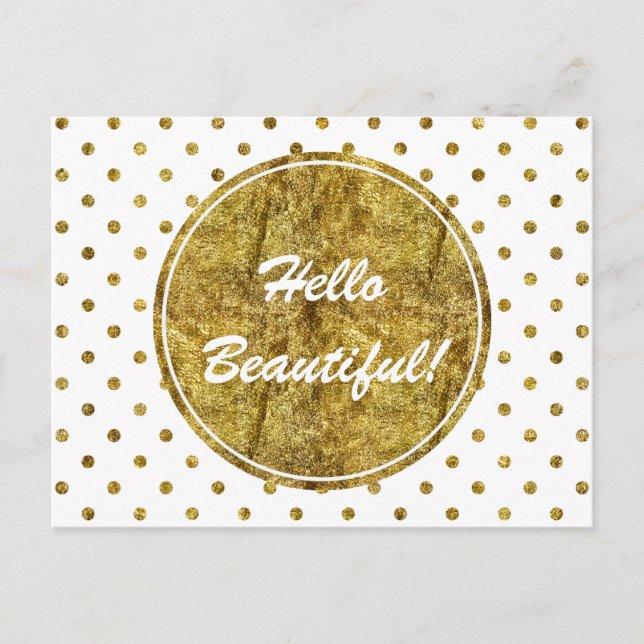 Chic Gold Glam Dots Postcard (Front)