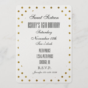 Chic Gold Glam Dots Sweet 16 Invitation