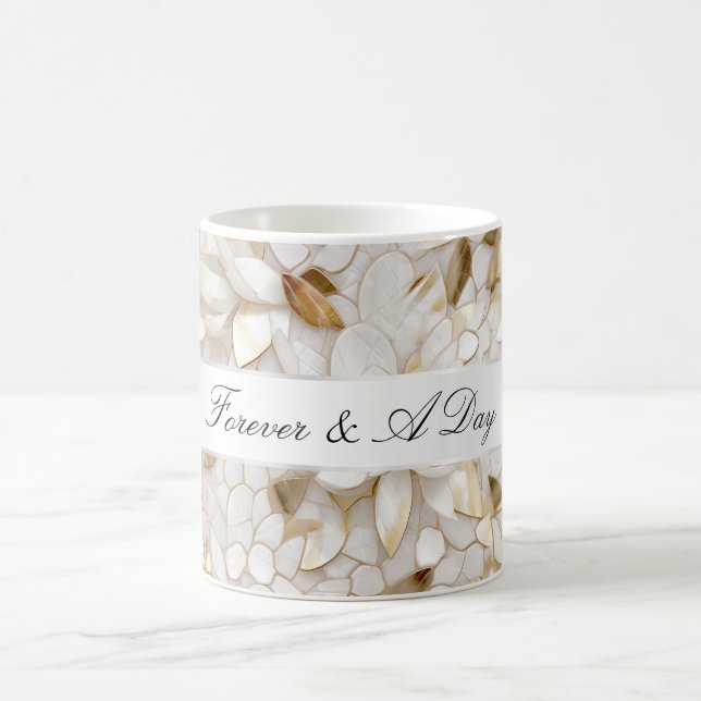 Chic Gold Glam White Lotus Flowers Wedding Coffee Mug (Center)