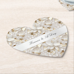 Chic Gold Glam White Lotus Flowers Wedding Paper Coaster