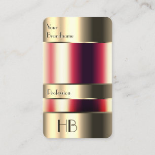 Chic Gold Glass Case Look Red Fluids with Monogram Business Card