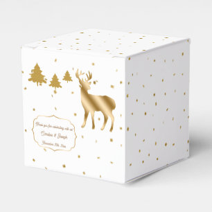 Chic Gold Glitter Deer Buck & Glitter Pine Trees Favour Box