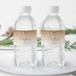 Chic Gold Glitter Drip 80th Birthday Party Water Bottle Label<br><div class="desc">These chic,  feminine 80th birthday party water bottle labels feature a sparkly gold faux glitter drip border and gold ombre background. Personalise them with her name in gold coloured handwriting script,  with her birthday and date below in sans serif font.</div>