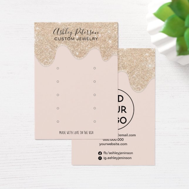 Chic gold glitter drips multi stud earring display (Desk)