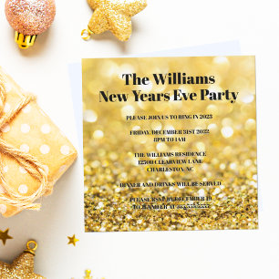 Chic Gold Glitter Glam 2025 New Years Eve Party Invitation