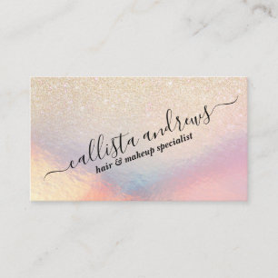 Chic Gold Glitter Iridescent Holographic Gradient Business Card