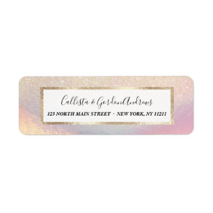 Chic Gold Glitter Iridescent Holographic Gradient Return Address Label