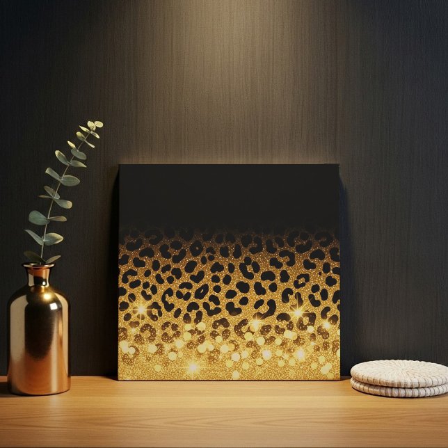 Chic Gold Glitter Leopard Print Pattern Ceramic Tile (Creator Uploaded)