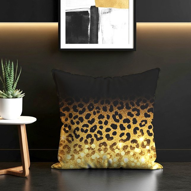 Chic Gold Glitter Leopard Print Pattern Cushion (Creator Uploaded)