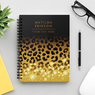 Chic Gold Glitter Leopard Print Pattern Notebook