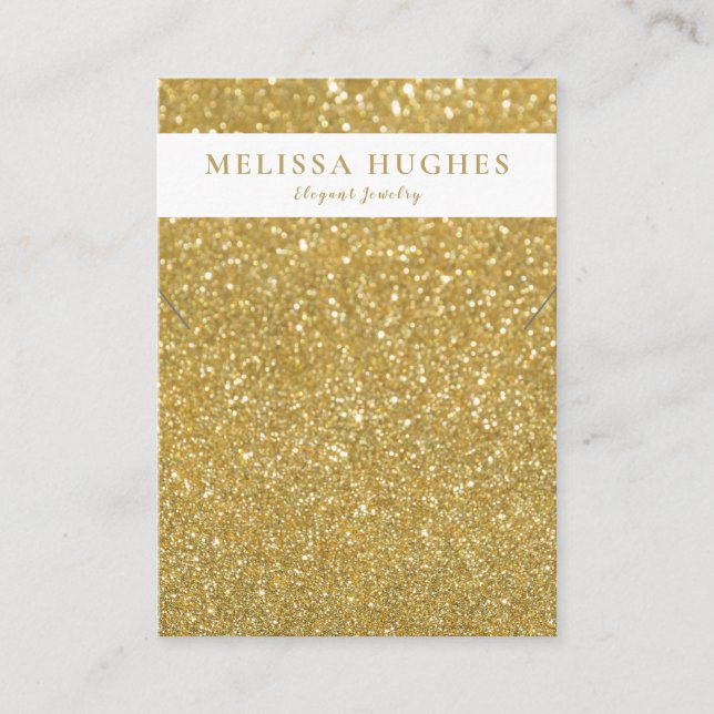 Chic Gold Glitter Necklace Jewellery Display Card (Front)