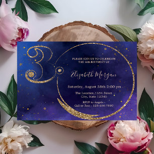 Chic Gold Glitter Number Confetti 30th Birthday Invitation