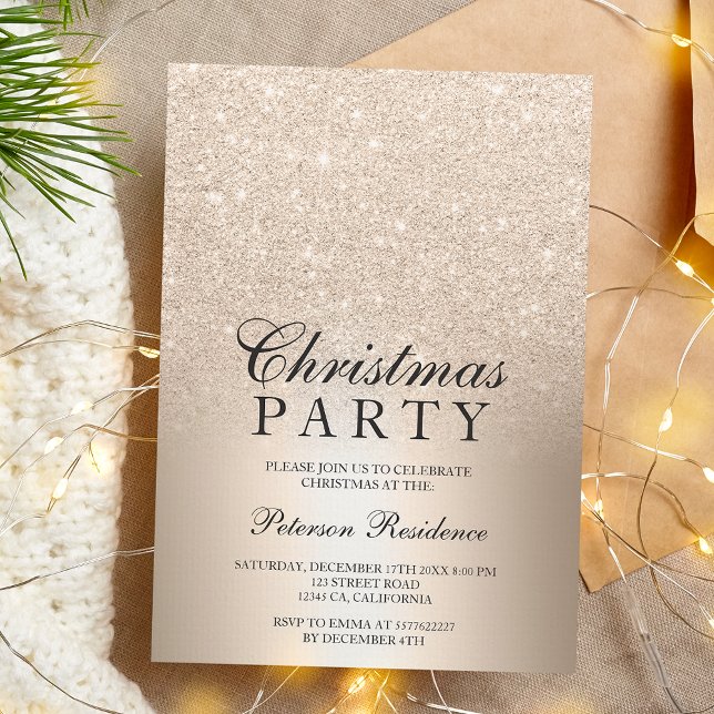 Chic gold glitter ombre metallic foil Christmas Invitation (Chic gold glitter ombre metallic foil Christmas Invitation)