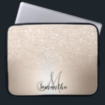 Chic gold glitter ombre metallic foil monogram laptop sleeve<br><div class="desc">Chic gold glitter ombre metallic foil monogram</div>