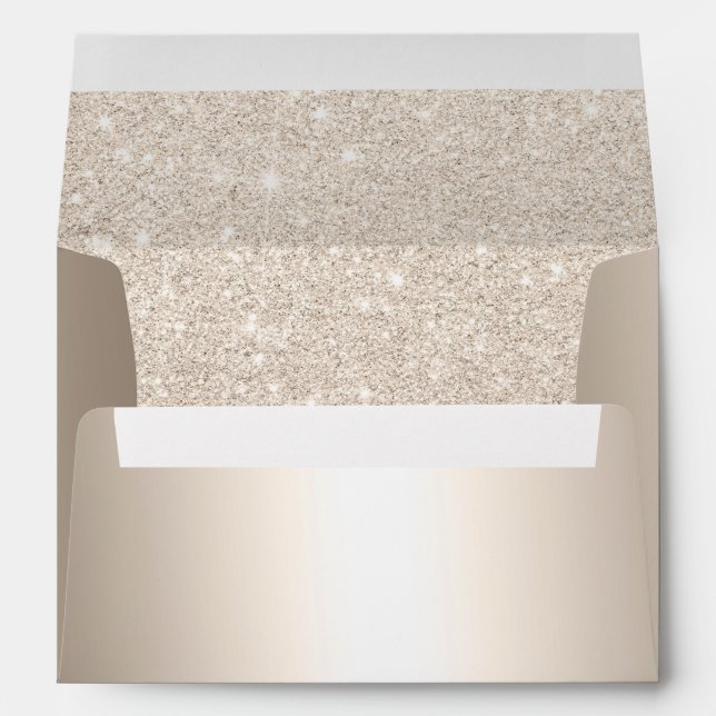 Chic gold glitter ombre metallic wedding address envelope (Back (Bottom))