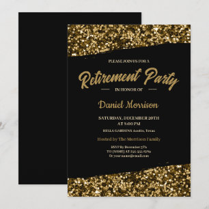 Chic Gold Glitter Sparkles Retirement Party 2024 Invitation