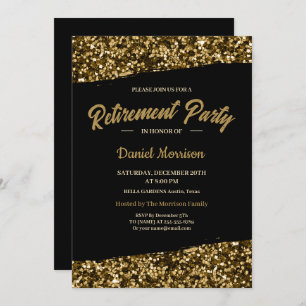 Chic Gold Glitter Sparkles Retirement Party 2024 Invitation