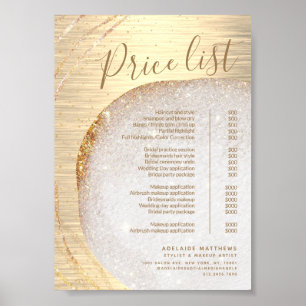 Chic Gold Glitter Stylist Salon Price List Service Poster