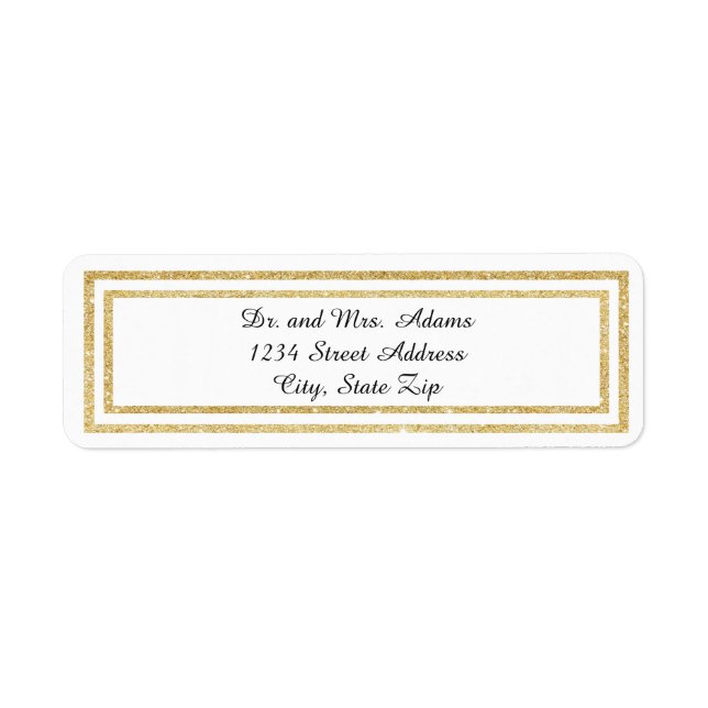 Chic Gold Glitter Trim - Return Address Label (Front)