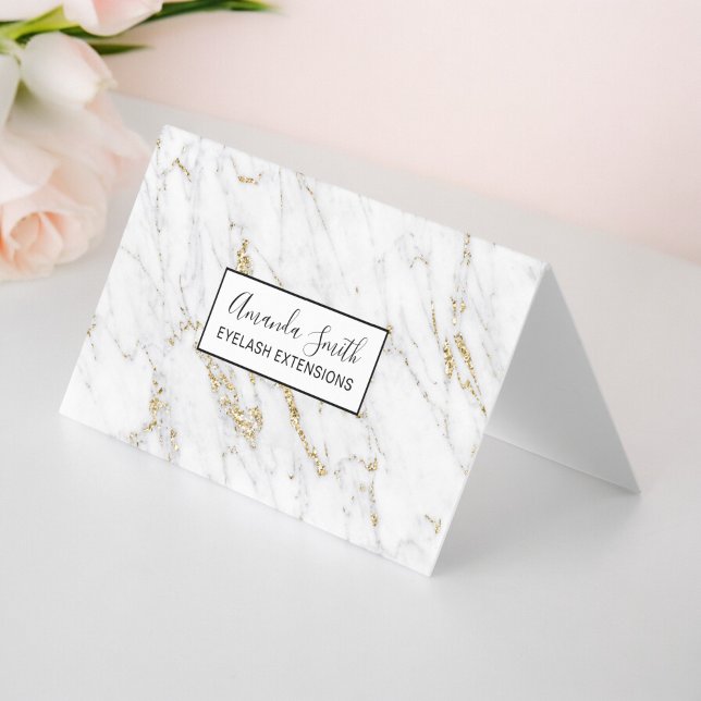 Chic gold glitter white marble elegant pattern business card (Chic gold glitter white marble elegant pattern business card)