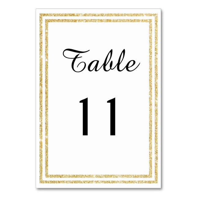 Chic Gold Glittered Trim - Table Card (Front)