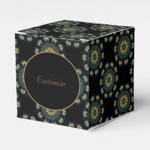 Chic Gold & Green Asian Style Cube Favour Box