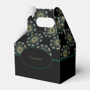 Chic Gold & Green Asian Style Gable 2 Favour Box