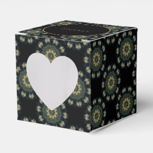 Chic Gold & Green Asian Style Heart Favour Box