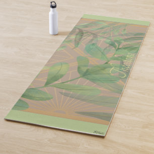 Chic Gold Green Leaf Abstract Gold Pattern Yoga Mat