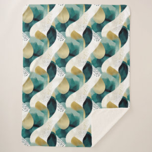 Chic Gold Green White Abstract Sherpa Blanket